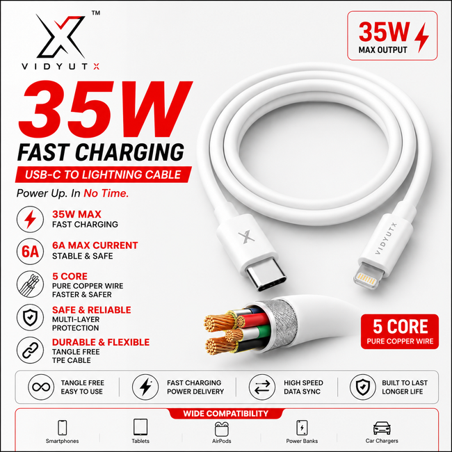 VidyutX 35W C to Lightning Cable Hover Image