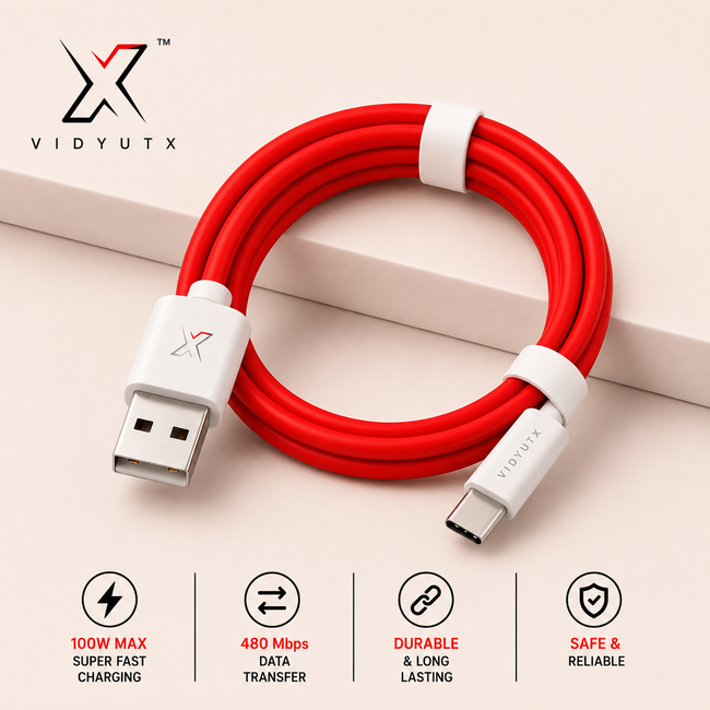 VidyutX USB to C 100W Fast Charging Cable Hover Image